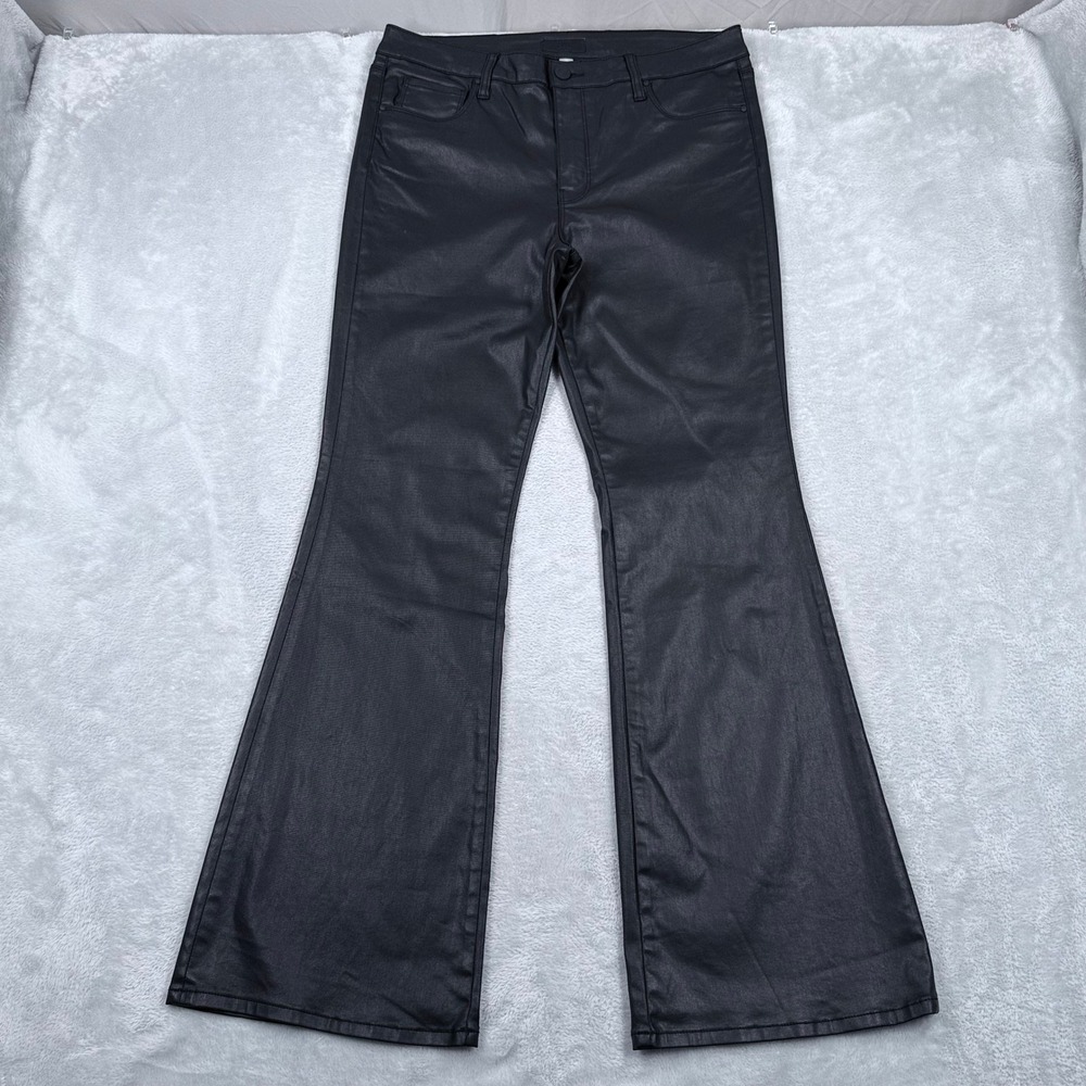 KUT from the Kloth Ana Fab Ab Flare Pants Womens 12 High Rise Black Faux Leather